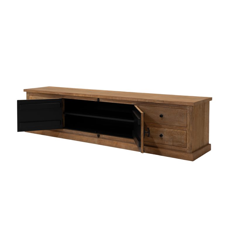Buffet tv en teck avec 4 tiroirs et 2 portes - Image 4
