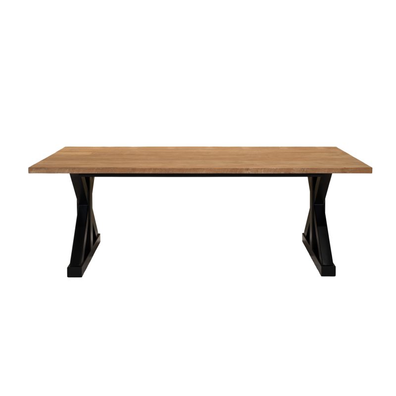 Table intemporelle 220cm avec pied en x en métal