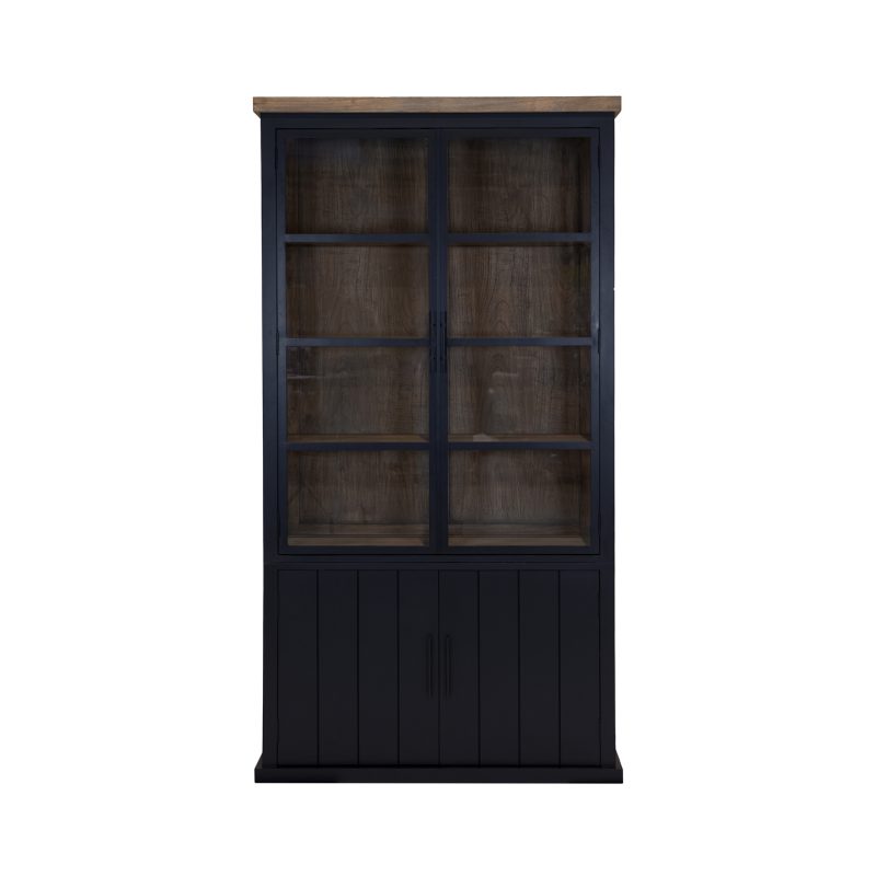 Vitrine noire élégante avec 2 portes en verre métallique