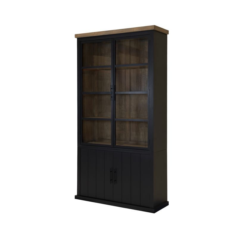 Vitrine noire élégante avec 2 portes en verre métallique - Image 2