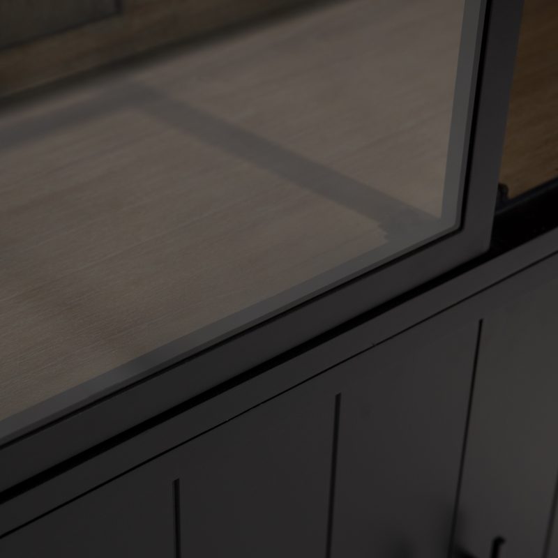 Vitrine noire élégante avec 2 portes en verre métallique - Image 6