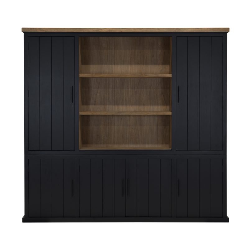Vitrine avec compartiment ouvert et éclairage led, finition noire. - Image 2