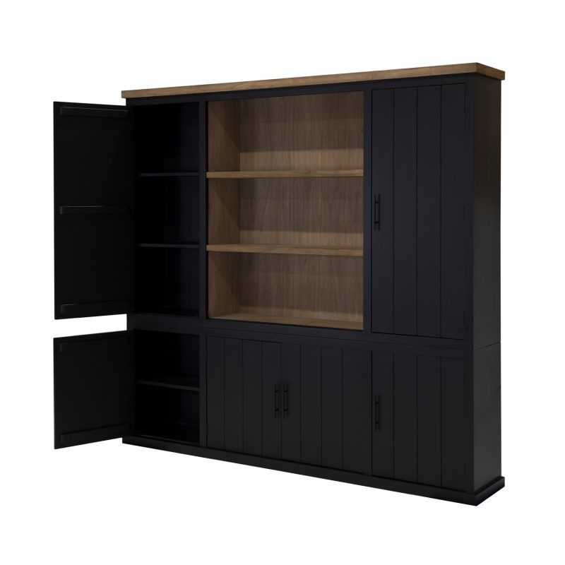 Vitrine avec compartiment ouvert et éclairage led, finition noire. - Image 4