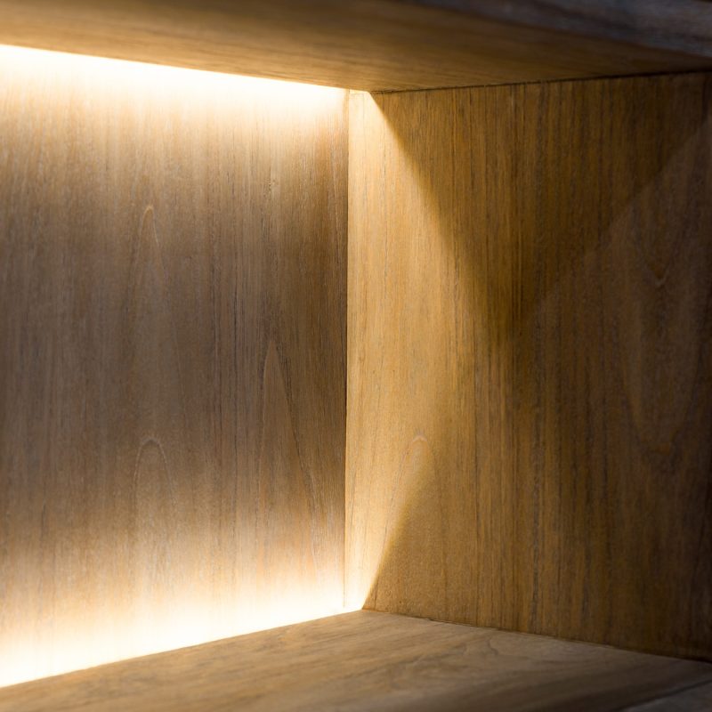 Vitrine avec compartiment ouvert et éclairage led, finition noire. - Image 5