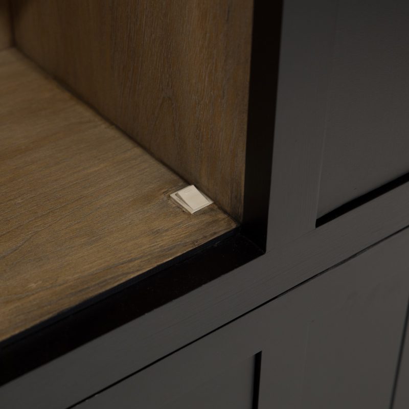 Vitrine avec compartiment ouvert et éclairage led, finition noire. - Image 6