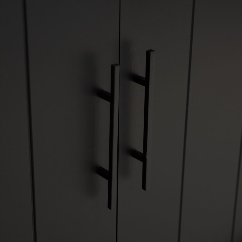 Vitrine avec compartiment ouvert et éclairage led, finition noire. - Image 7