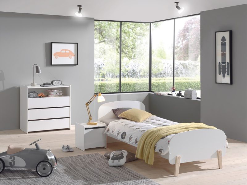 Kiddy lot avec lit (90x200cm) avec chevet en commode en blanc - Image 2