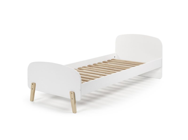Kiddy lot avec lit (90x200cm) avec chevet, armoire 2 portes, bureau et étagère (45 cm) en blanc - Image 3