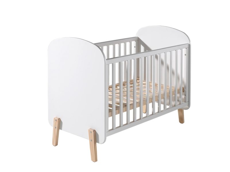 Kiddy lot avec lit bébé (60x120cm) , commode avec plan à langer et armoire 2 portes en blanc - Image 3