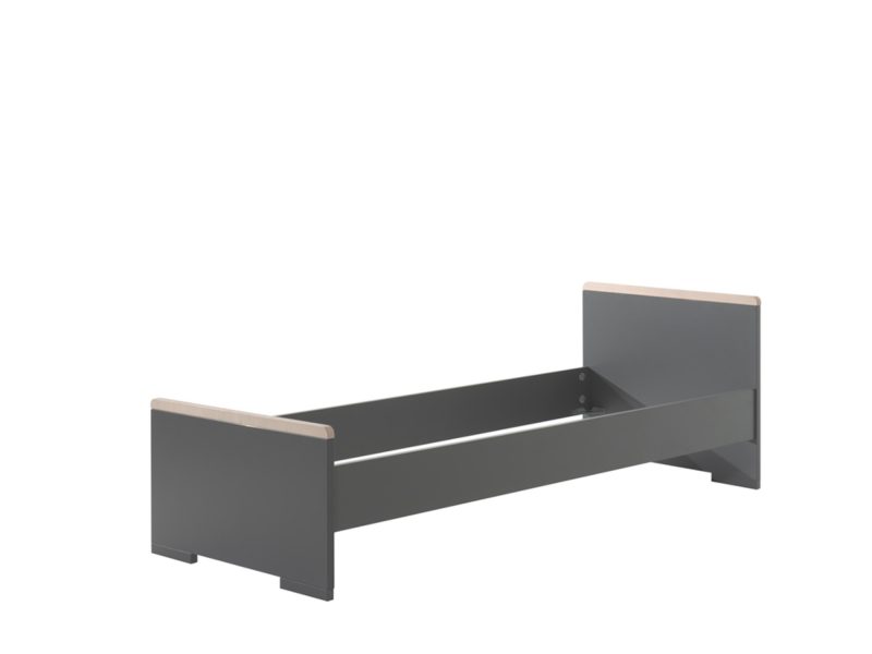 London lot avec lit (90x200cm) avec chevet et garde-robe 2 portes  en anthracite - Image 3