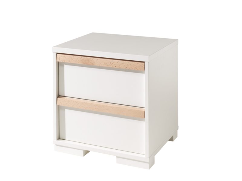 London lot avec lit (90x200cm) avec chevet, garde-robe 2 portes et un bureau avec caisson en blanc - Image 4