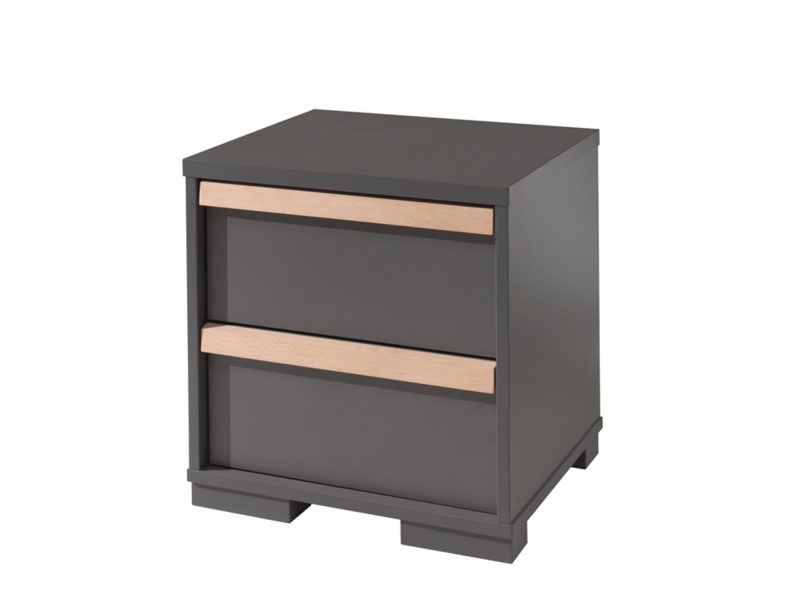 London lot avec lit (90x200cm) avec chevet, garde-robe 2 portes et un bureau avec caisson en anthracite - Image 4