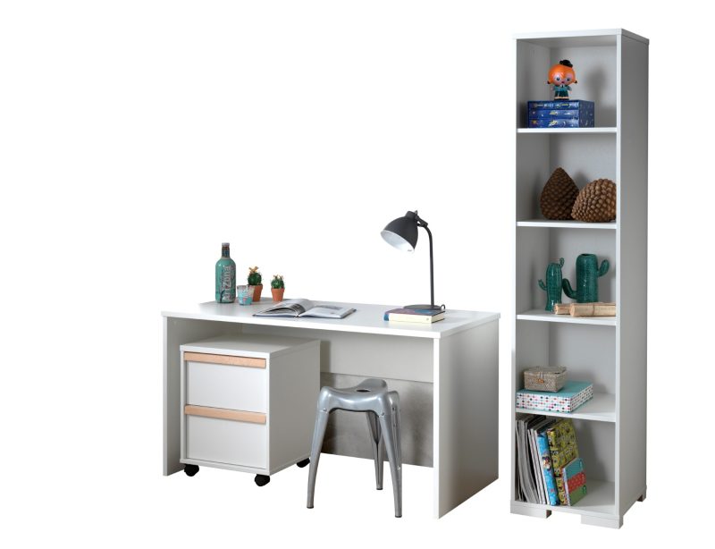 London lot avec un bureau avec caisson et bibliothèque  en blanc