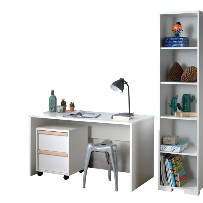 London lot avec un bureau avec caisson et bibliothèque  en blanc