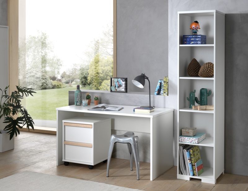 London lot avec un bureau avec caisson et bibliothèque  en blanc - Image 2