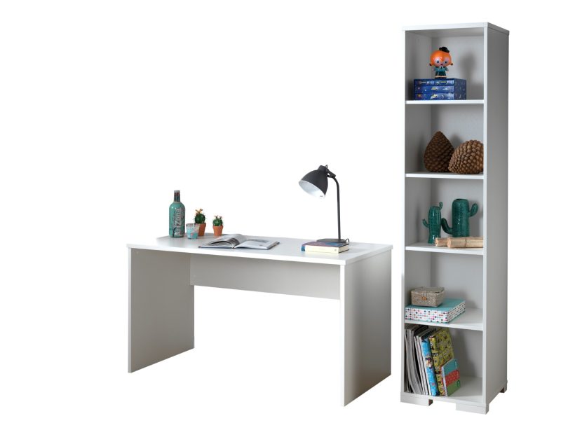London lot avec bureau et bibliothèque en blanc