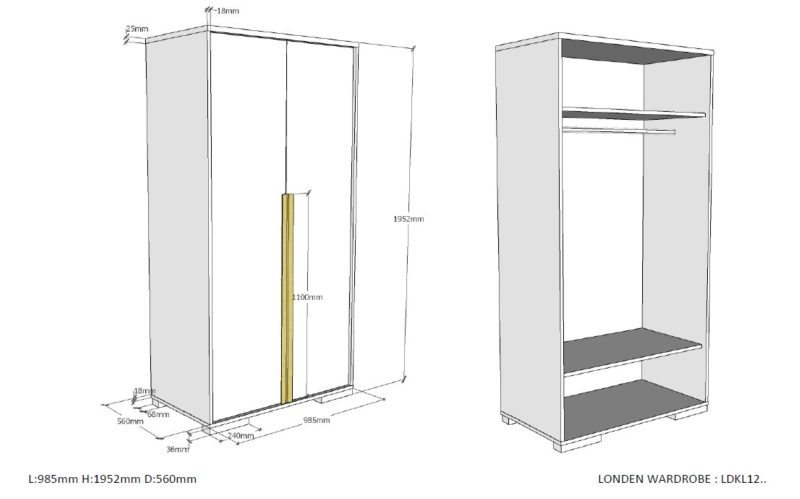 Londen armoire 2 portes blanc - Image 4
