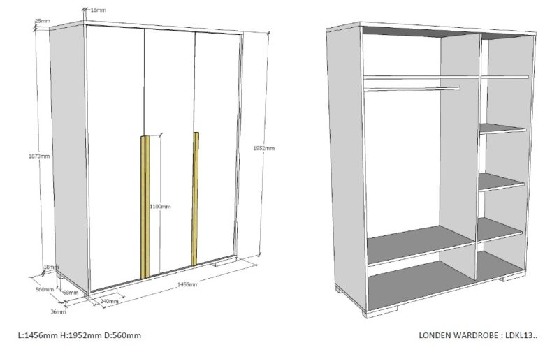 Londen armoire 3 portes blanc - Image 4