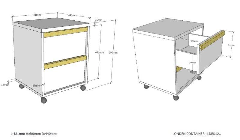 Londen caisson bureau blanc - Image 3