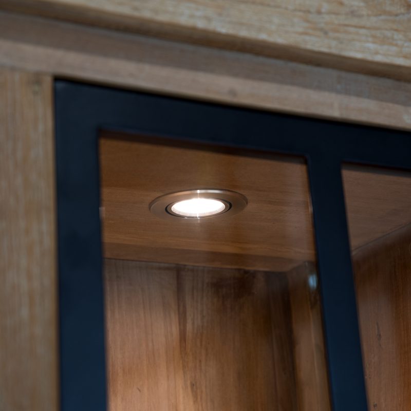 Meuble haut avec porte en verre et compartiment ouvert / porte et tiroir - Image 5