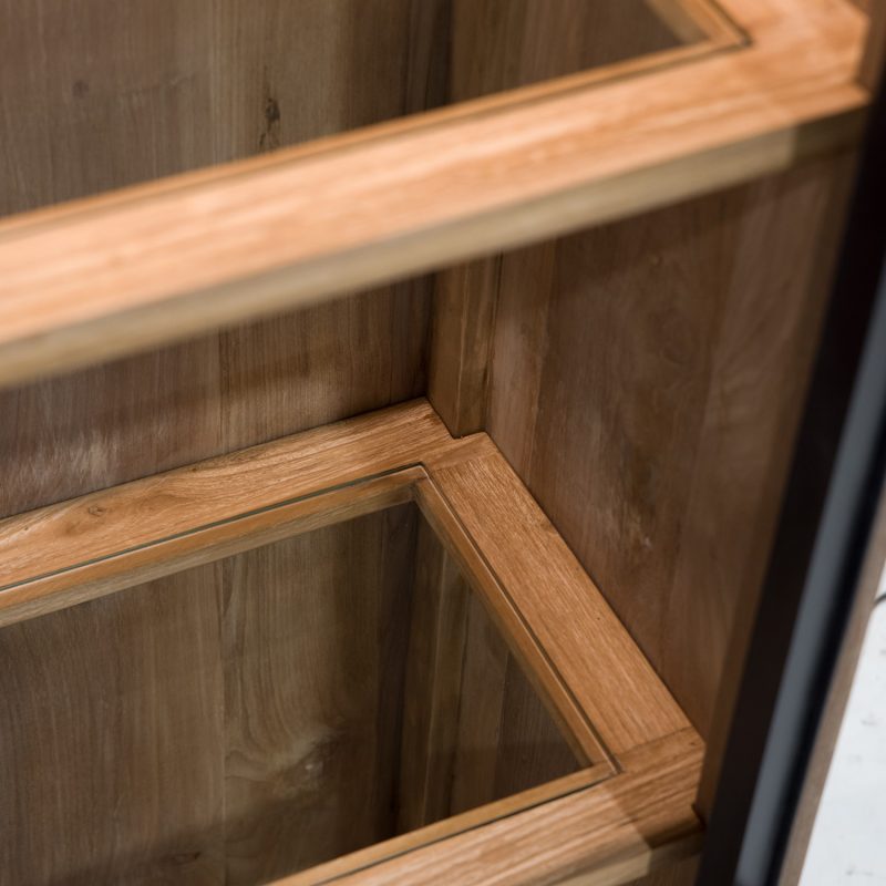 Meuble haut avec porte en verre et compartiment ouvert / porte et tiroir - Image 6
