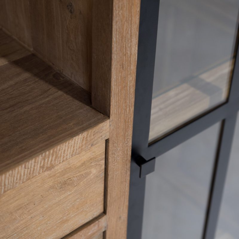 Meuble haut avec porte en verre et compartiment ouvert / porte et tiroir - Image 7