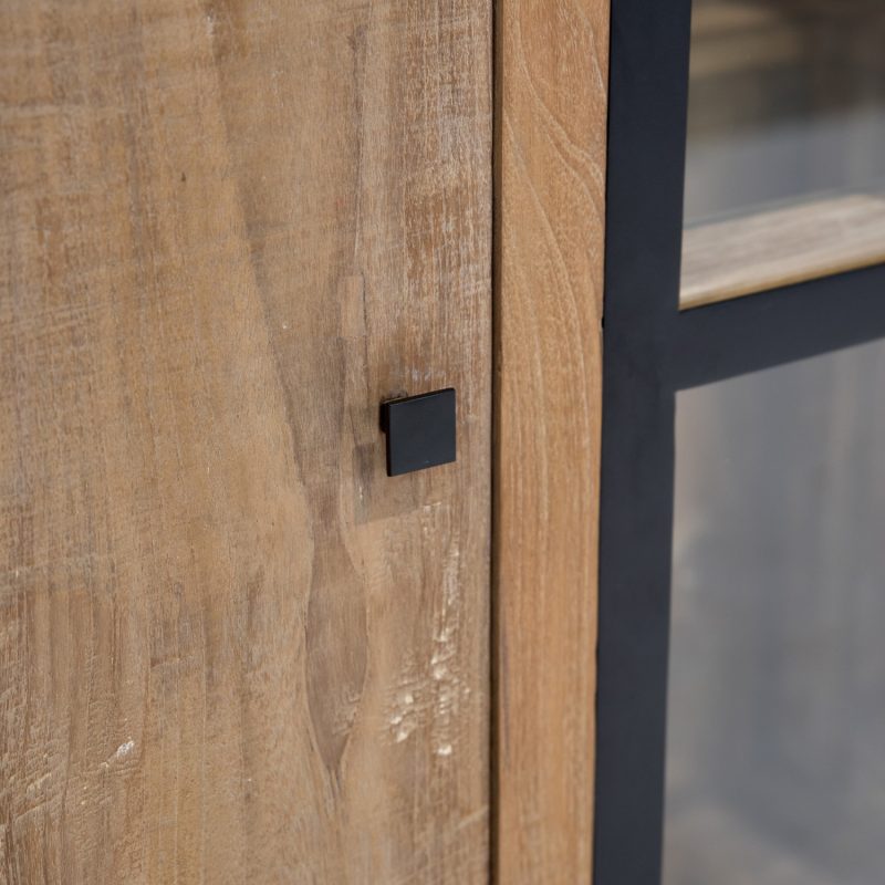 Meuble haut avec porte en verre et compartiment ouvert / porte et tiroir - Image 8