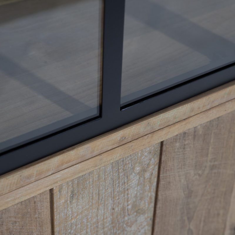 Vitrine avec 2 portes en verre métallique et bois de teck - Image 6