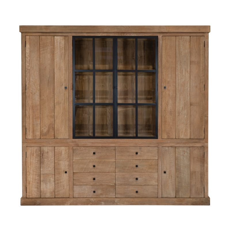 Vitrine en teck avec deux portes en verre métallique