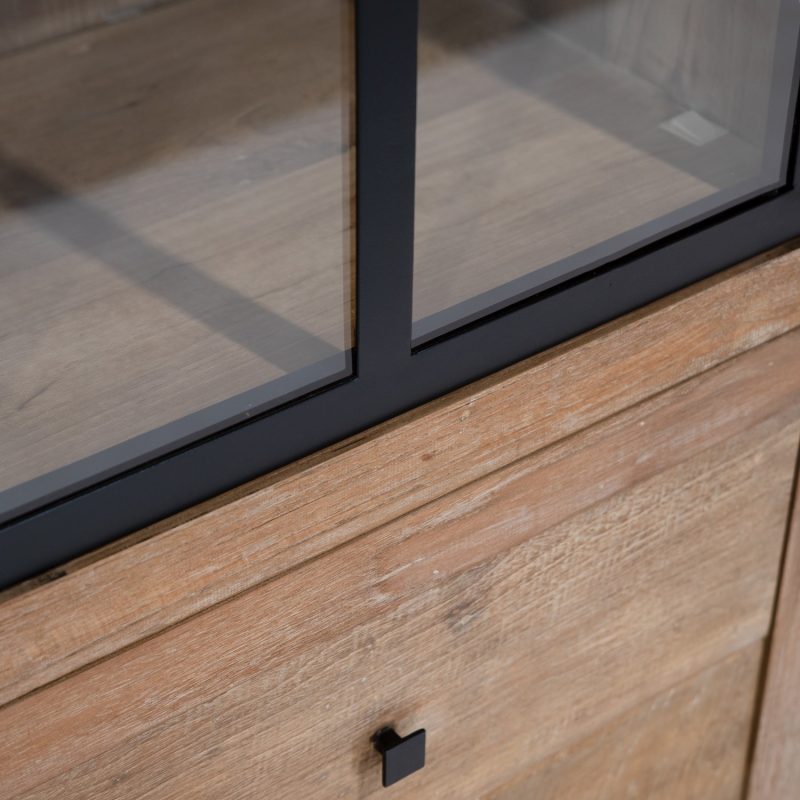 Vitrine en teck avec deux portes en verre métallique - Image 4