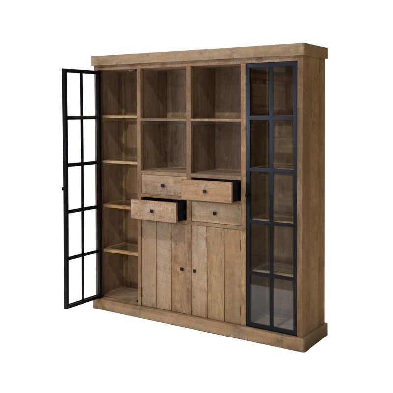 Armoire unique en bois de teck avec deux portes en verre - Image 3