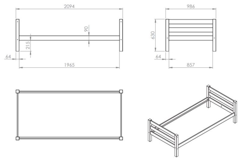 Pino lit 1 personne 90x200cm blanc - Image 3