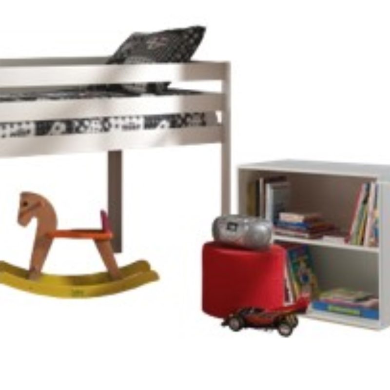 Pino lot avec lit compact,bureau  et bibliothèque blanc