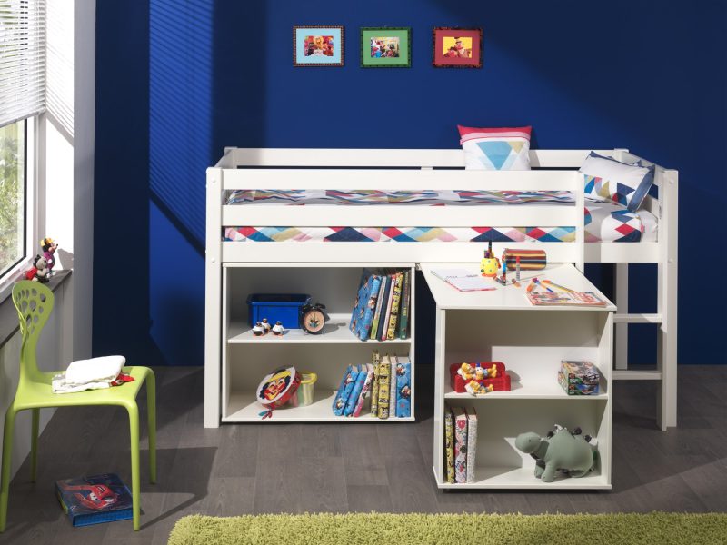 Pino lot avec lit compact,bureau  et bibliothèque blanc - Image 5