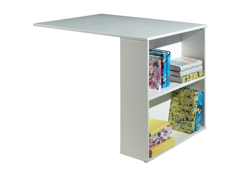 Pino lot avec lit compact, bureau, commode 4 tiroirs, tablette penderie  et ommode 2 portes en blanc - Image 3