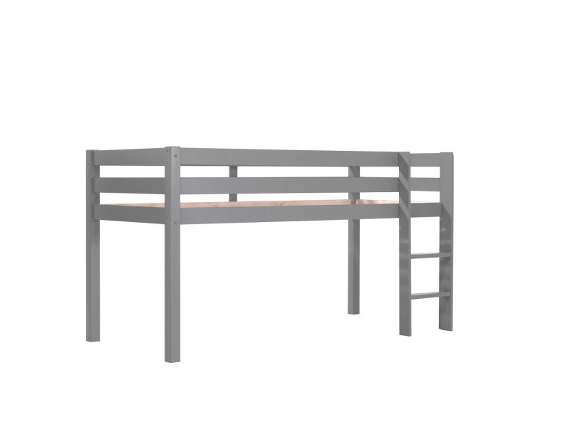 Pino lot avec lit compact, bureau, commode 4 tiroirs, tablette penderie, commode 2portes en gris - Image 3