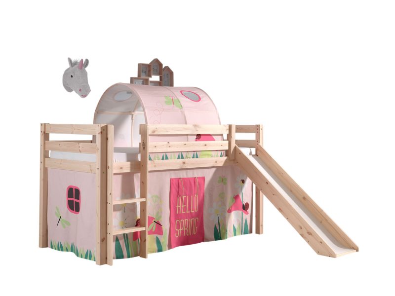 Pino lot avec lit compact avec toboggan natur, une housse spring et un tunnel spring