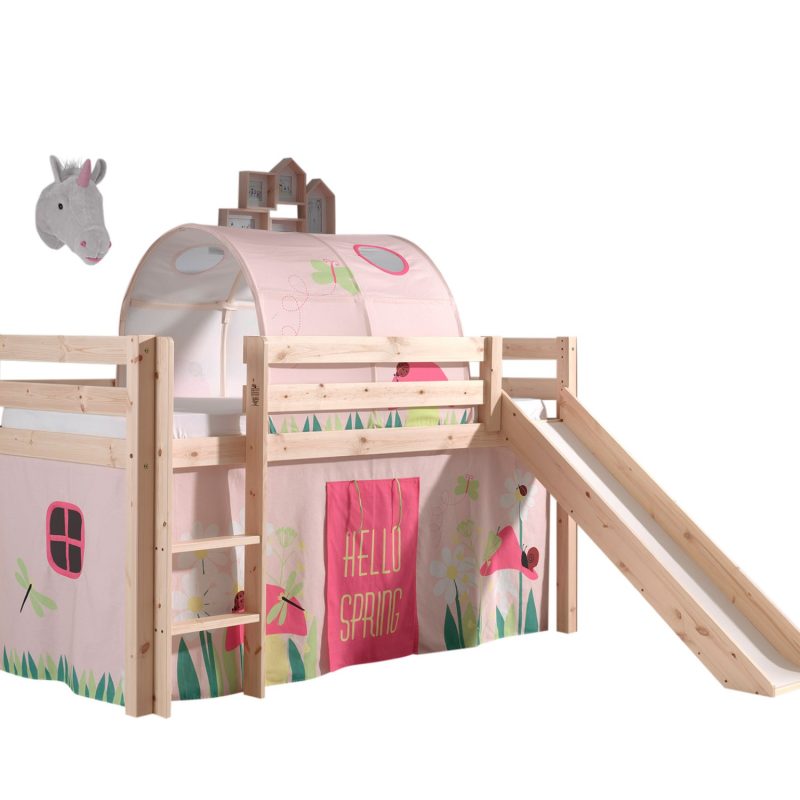 Pino lot avec lit compact avec toboggan natur, une housse spring et un tunnel spring
