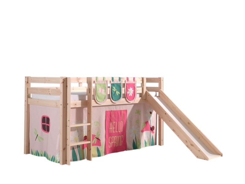 Pino lot avec lit compact avec toboggan natur, une housse spring et 3 sachets spring