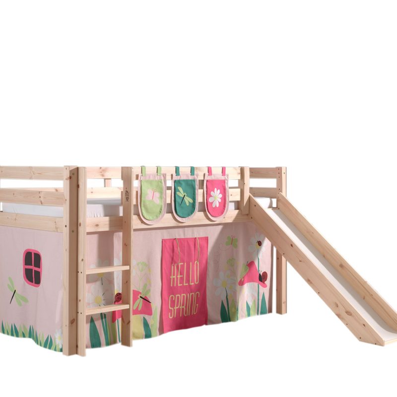 Pino lot avec lit compact avec toboggan natur, une housse spring et 3 sachets spring