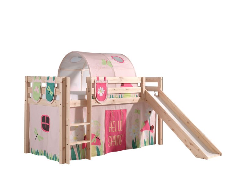 Pino lot avec lit compact avec toboggan natur, une housse spring, 3 sachets spring et un tunnel spring