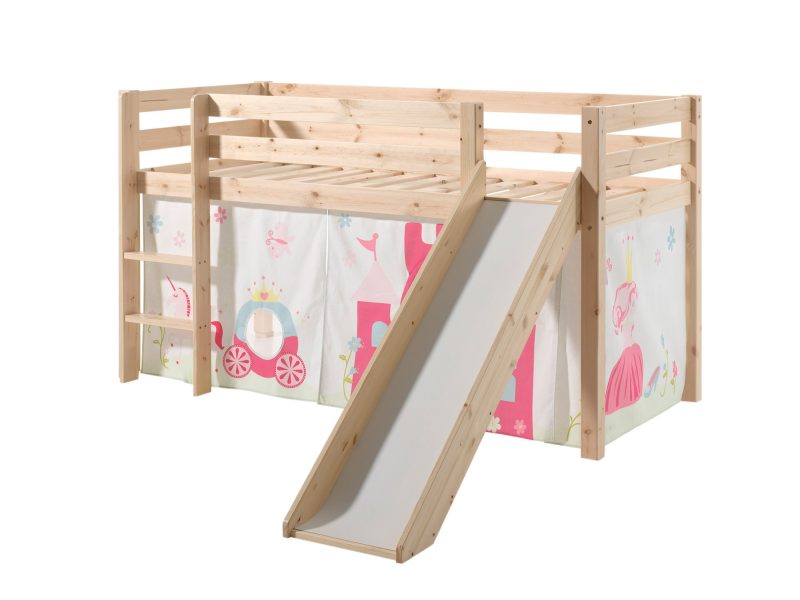 Pino lot avec lit compact avec toboggan natur et une housse princesse
