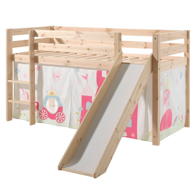 Pino lot avec lit compact avec toboggan natur et une housse princesse