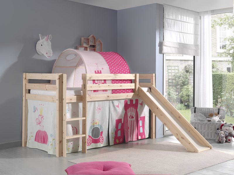 Pino lot avec lit compact avec toboggan natur, une housse et tunnel princesse - Image 4