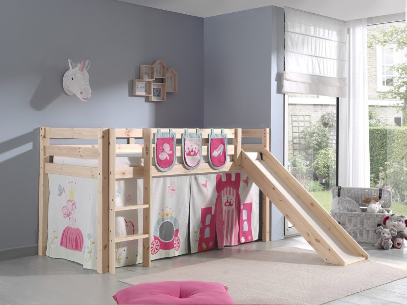 Pino lot avec lit compact avec toboggan natur, une housse et 3 sachets princesse - Image 4