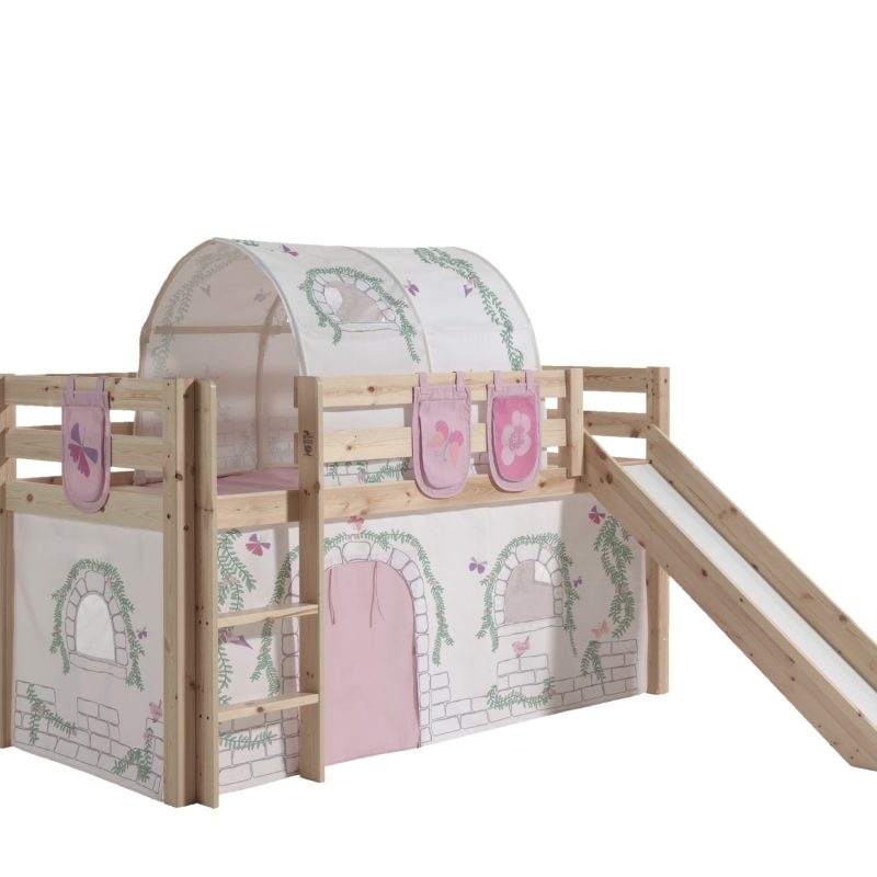 Pino lot avec lit compact avec toboggan natur, une housse birdy, 3 sachets birdy et un tunnel birdy