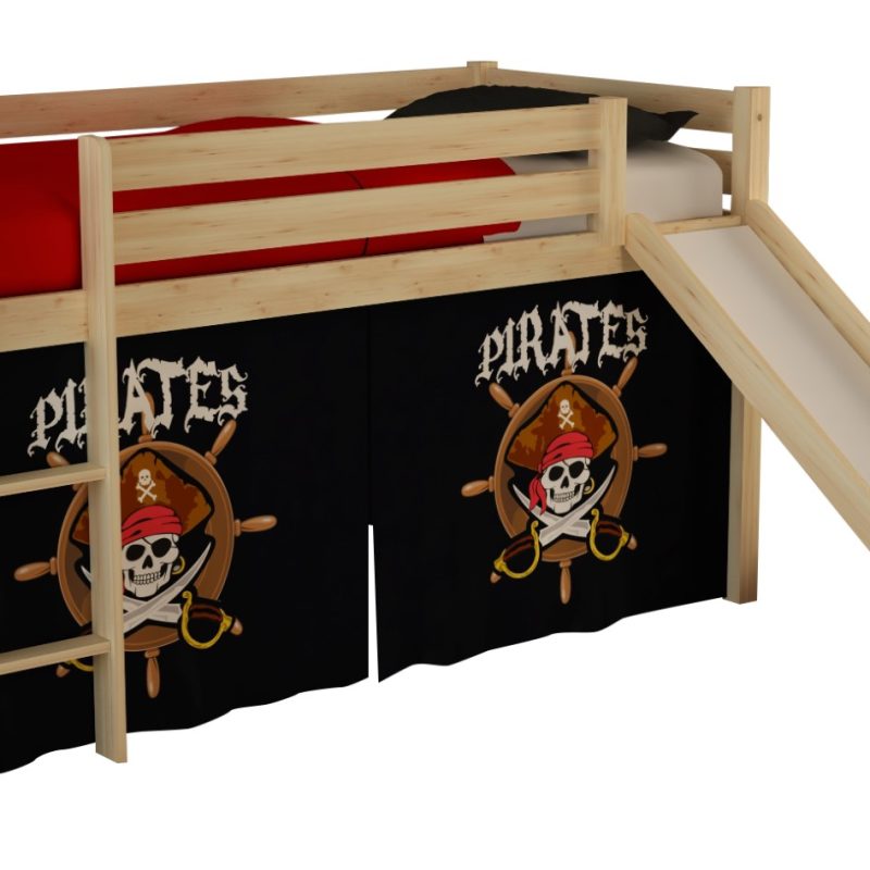 Pino lot avec3 lit compact avec toboggan natur et une housse pirates
