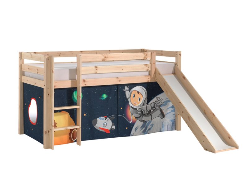 Pino lot avec lit compact avec toboggan natur  et une housse space