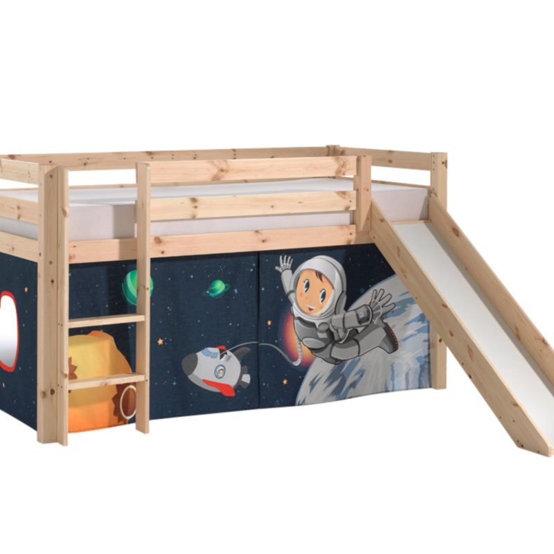 Pino lot avec lit compact avec toboggan natur  et une housse space
