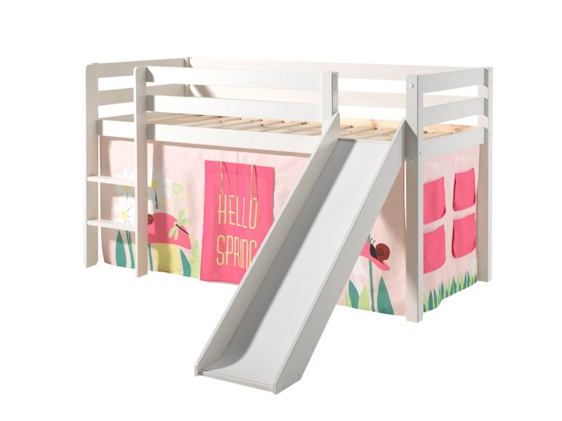 Pino lot avec lit compact avec toboggan blanc  et une housse spring